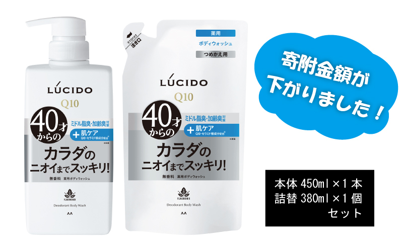 
[№5256-0065] マンダム ルシード 薬用 デオドラント ボディウォッシュ (本体1個＋詰替用1個)MA-32[ LUCIDO 男性化粧品 おしゃれ 日用品 ]
