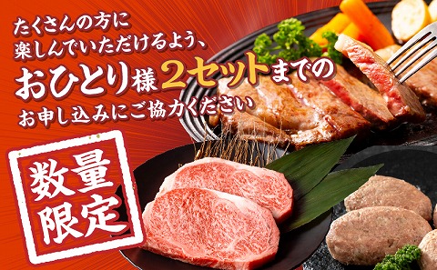 【期間・数量限定】畜産農家応援！宮崎県産黒毛和牛ロースステーキ250g×2・国産牛ハンバーグ100g×2個_M132-091-PU-B2