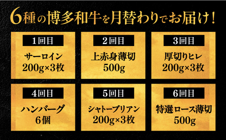 【全6回定期便】博多和牛 贅沢 食べ比べ 3人前 ( ステーキ すき焼き しゃぶしゃぶ ハンバーグ )  桂川町/久田精肉店 肉 和牛 牛 精肉[ADBM156]  牛 食べ比べ ステーキ ハンバーグ