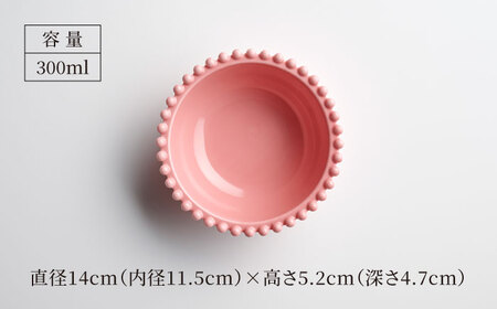【美濃焼】ティアラ ボウル＆ソーサー スイートピンク 2客セット【Primitive陶舎花＊花】食器 皿 鉢 受皿 プレート フルーツボウル サラダボウル スープボウル ティータイム 写真映え 洋風 