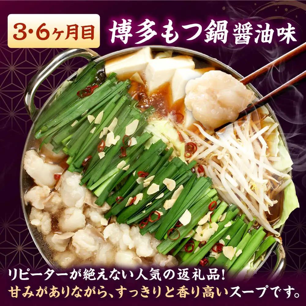 【全6回定期便】 【牛もつ2倍！】【ご家庭用】もつ鍋3種定期便（明太・味噌・醤油）3人前 桂川町/株式会社 海千 [ADAR040] もつ鍋 鍋セット 定期便