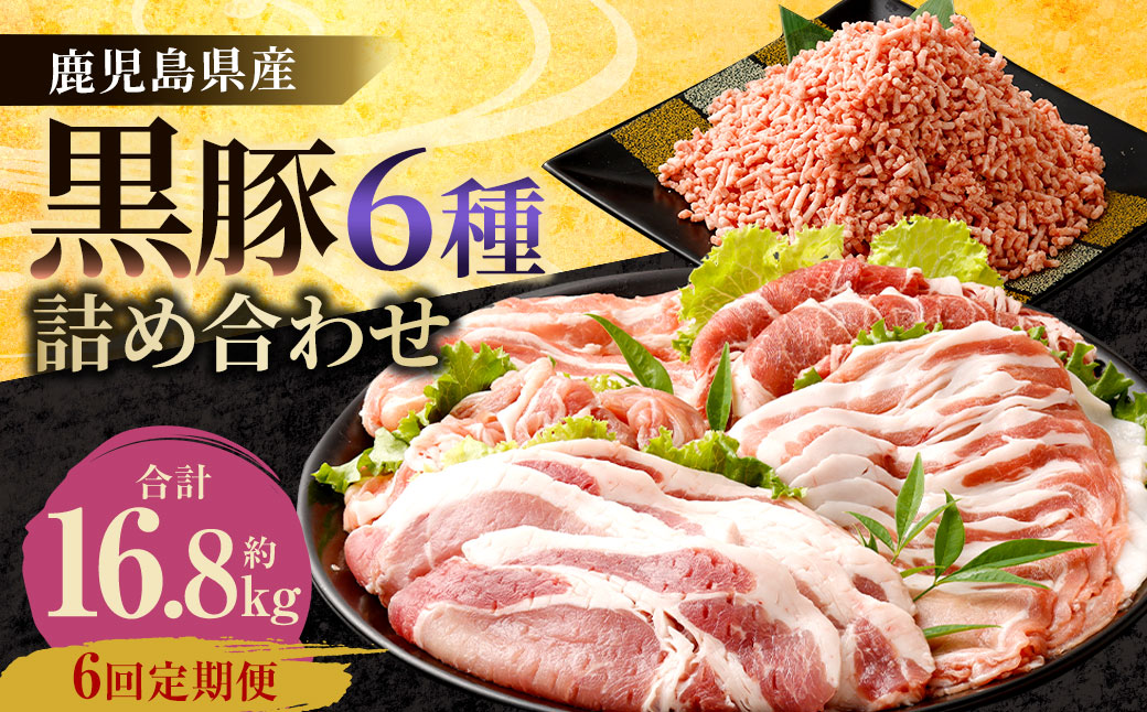JS-810 【6ヶ月定期便】鹿児島県産黒豚 6種詰合せ(約2.8kg×6回)