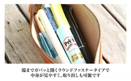 本革バゲットペンケース コニャック(琥珀色)　滋賀県長浜市/株式会社ブラン・クチュール[AQAY097]