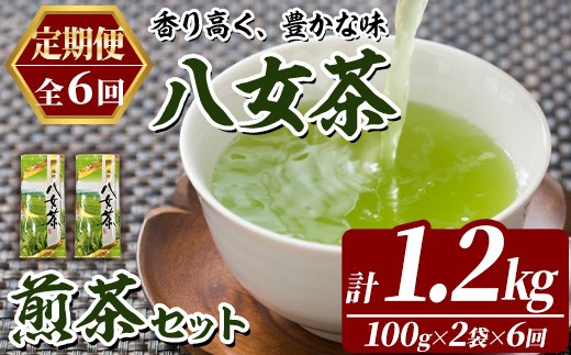 
                  ≪定期便・全6回≫八女茶 煎茶 セット (100g×2袋×毎月連続6回) 茶 お茶 八女茶 煎茶 パック 福岡県産 定期便 頒布会【木村食品】as46-063
                