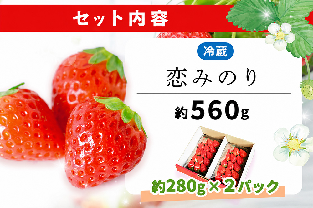 【2027年3月発送】【先行予約】【農場直送！】恋みのり(約280g×2P)【ふるさと納税 佐賀県 基山町産 げんき農場 苺 ブランド苺 イチゴ いちご フルーツ 果物 くだもの 美味しい おいしい 