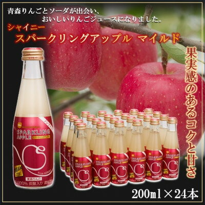 【ふるさと納税】【シャイニーアップルジュース】スパークリングアップル マイルド 200ml×24本【1692501】