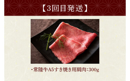 DU-103　【定期便 全3回】茨城県産 常陸牛 3ヶ月 定期便 Aコース　　ハンバーグ 焼肉 すき焼き【肉のイイジマ】