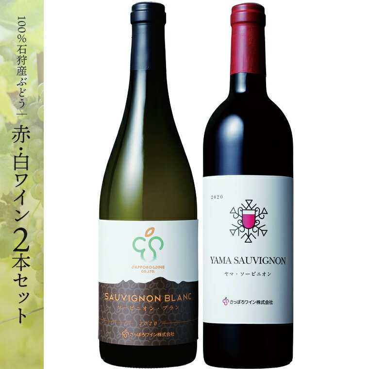 【ふるさと納税】《レビューキャンペーン》 石狩市産 ぶどう100%で醸造したワイン2銘柄 (赤・白ワインセット) 2本 赤白 国産ワイン 国内産ワイン 北海道産 お酒 洋酒 ワイン ワインセット ロゼ 白 二種類 セット 北海道 石狩市