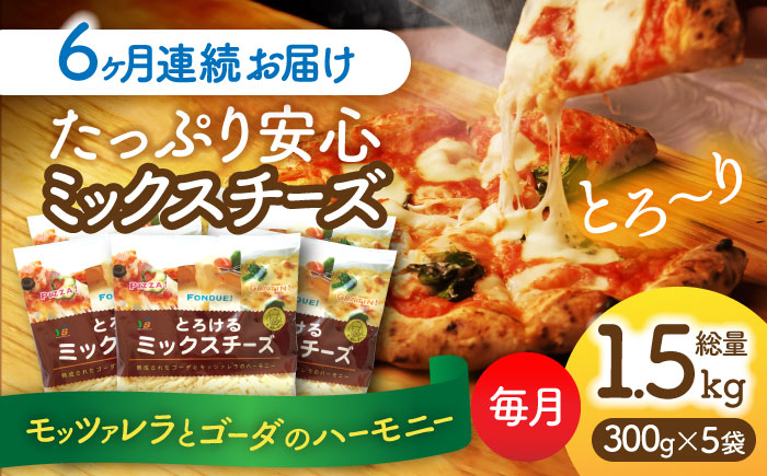 【6回定期便】 ミックスチーズセット 300g×5袋 6ヵ月お届け 合計9kg チーズ 大容量 個包装 愛西市 / 株式会社ヨシダコーポレーション[AEAA004]