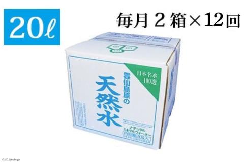 BD071 山崎本店酒造場 【12回定期便】 雲仙島原の天然水 20L 2箱 [ 水 天然水 おいしい 定期便 定期 1年 湧水 名水百選 大容量 日用品 軟水 長崎県 島原市 ]