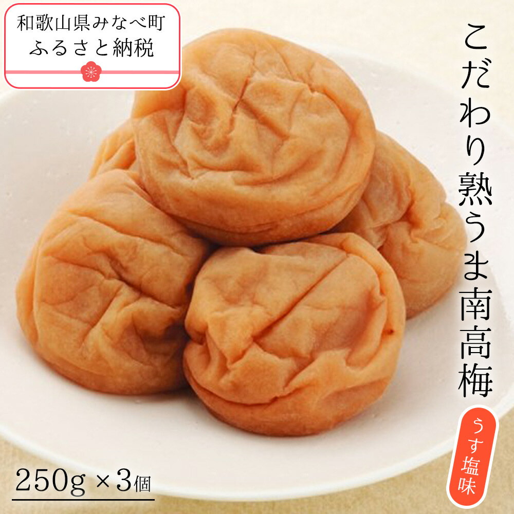 【ふるさと納税】こだわり熟うま南高梅（うす塩味） 750g | 《日本一の梅の産地》 無添加 減農薬 和歌山 みなべ町 梅干 梅 ウメ うめぼし 紀州梅干 南高梅 ギフト 塩分 甘くない