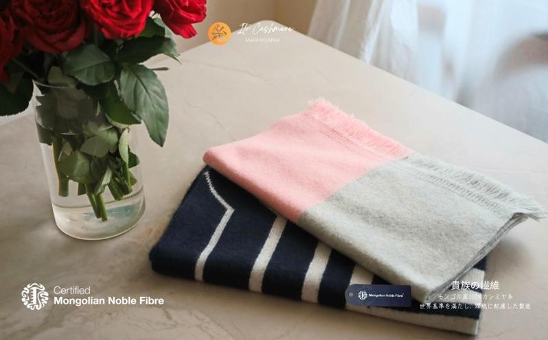 『Noble Fibre』100％カシミヤ・マフラー 桜色インターシャ G3331_イメージ4