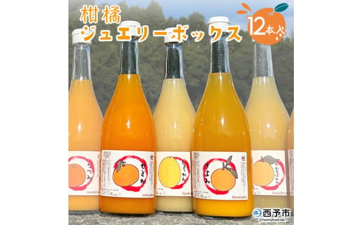 ＜西予市産柑橘ジュエリーボックス 720ml×12本入り（無添加果汁100％ジュース）＞ みかん 柑橘 果物 フルーツ ぽんかん しらぬい せとか 紅まどんな 特産品 渡江から一歩を踏み出す会 飲んで応援 愛媛県 西予市【常温】