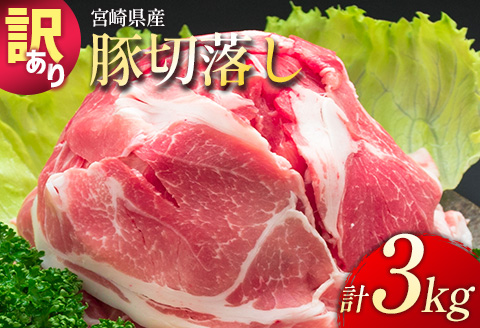 ＜配送月が選べる!!＞「訳あり」宮崎県産 豚切落し 3kg 2025年3月にお届け【B498-202503】