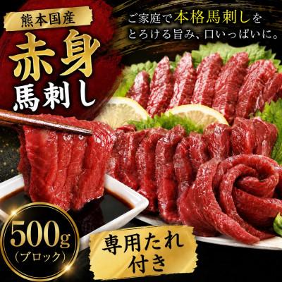 ふるさと納税 玉名市 熊本国産 馬刺し 赤身ブロック 500g　専用タレ付(玉名市)