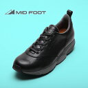 【ふるさと納税】MIDFOOT ( ミッドフッド ) 婦人靴 レザースニーカー MF002JL ( ブラック ) 4E　【 ファッション 靴 シューズ スニーカー レディース 】 【 お洒落 レザーシューズ オイルレザー 快適 履き心地 】　大和郡山市