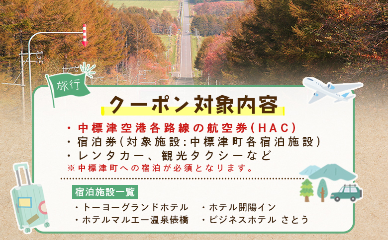 旅行割引 クーポン券 60,000円分 寄付額 200,000円 オンライン 申請 ふるさと納税 北海道 中標津 旅行 旅行券 旅行クーポン 割引 航空券 宿泊券 レンタカー タクシー ハートフルツア