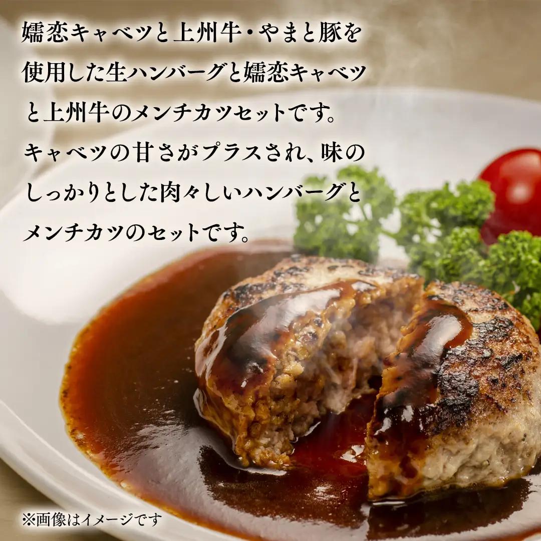 嬬恋キャベツのハンバーグ ＆ 上州牛 キャベツ メンチカツ ・ コロッケ セット [AH003tu]
