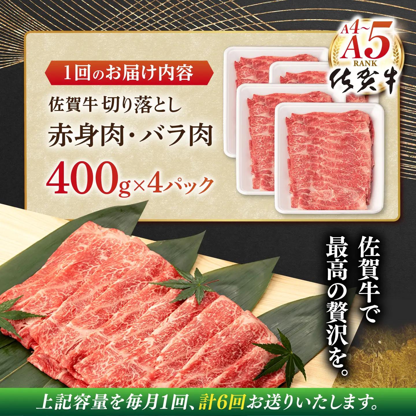 【定期便】 牛肉切り落とし 佐賀牛 総計9.6kg NAB251 牛肉切り落とし 全6回