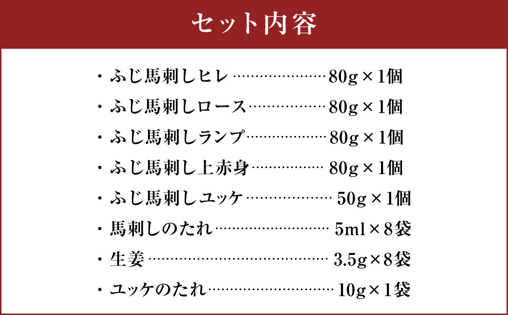 フジチク ふじ 馬刺し 赤身 4種 と ユッケ 合計約370g