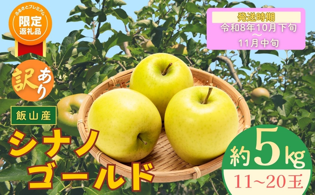 【ふるプレ限定品】【先行予約丨2026年10月下旬より順次発送】訳あり シナノゴールド【約5kg(11〜20玉)】(At-024)