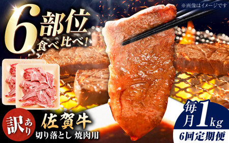 【全6回定期便】【訳あり】佐賀牛 焼肉用 切り落とし 1kg / 有限会社片岡精肉店 [41AEAC002]