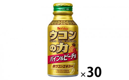 【9月末掲載終了】 ハウスウェルネスフーズ ウコンの力 パイン＆ピーチ味 A 100ml ボトル缶 1セット（30本）