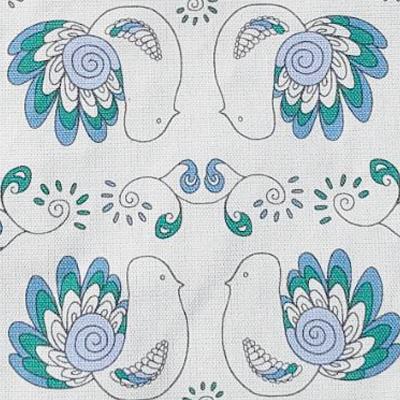 ふるさと納税 海南市 北欧フィンランドの「幸せを運ぶ鳥」小鳥柄のキッチンマット120cm　ブルー |  | 01