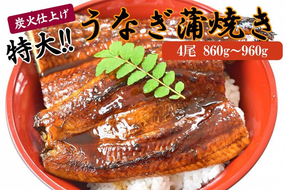 
            うなぎ蒲焼き4尾入り 860g～960g（蒲焼たれ8袋 山椒付き）［KS7］
          