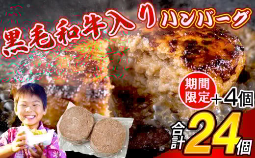 【特別ご案内】120g × 24個 合計 2800g以上 牛100％ 黒毛和牛入り ハンバーグステーキ S10100801