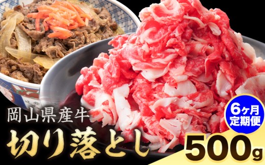【6ヶ月定期便】岡山県産牛 切り落とし 交雑牛 500g お試し 大容量《お申込み月の翌月から出荷開始》 岡山県 矢掛町 肉 送料無料