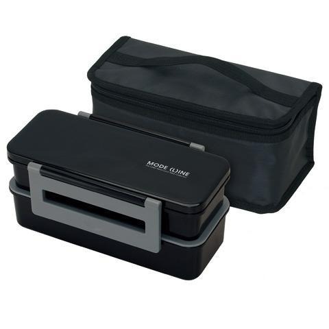 【ふるさと納税】デカ2段ランチボックス モードライン ブラック お弁当箱 メンズランチ 男性用 男の子 食べ盛り 大きい 大容量 メンズ弁当箱 箸付き 通勤 通学 スケーター skater 奈良県 奈良市 なら 8-068