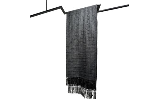 ＜リボン織×MIZEN＞フリンジスカーフ 絹紐織　「黒」【1655205】