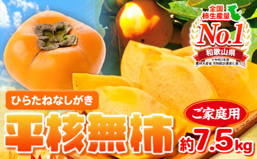 ご家庭用 和歌山秋の味覚 平核無柿 ( ひらたねなしがき )  約 7.5kg 株式会社魚鶴商店《2025年10月上旬-11月上旬頃出荷》 和歌山県 日高町 柿 カキ かき たねなし ジューシー フルーツ