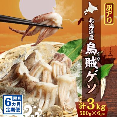 ふるさと納税 興部町 〔ワケあり〕北海道産　イカゲソ3.0kg　隔月6ヶ月定期便【20002】