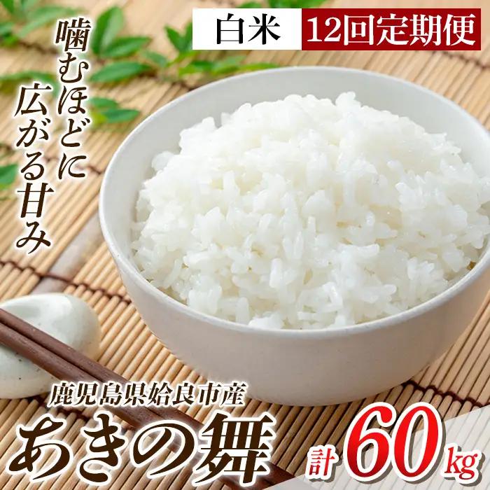 a1104-E 【12回定期便】姶良市産 あきの舞！ 白米(計60kg (5kg×12回))【アグリベースAIRA】姶良市 米 お米 白米 精米 あきの舞 定期便