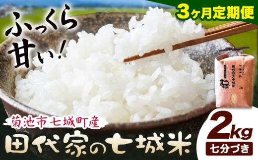 【3ヶ月定期便】令和7年産 菊池市七城町産 田代家の七城米 七城ヒノヒカリ 七分づき 2kg 田代こめや《お申込み翌月から出荷》熊本県 菊池市 米 お米 精米 ひのひかり 菊池市産 熊本県産 九州産 送料無料