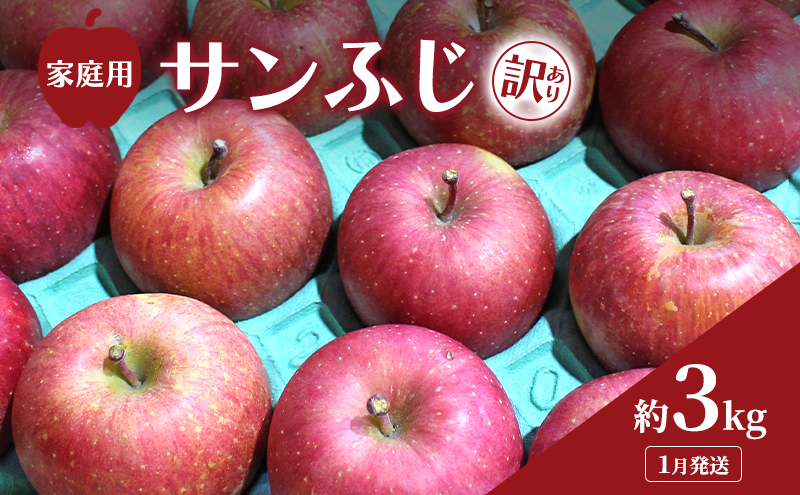 【平均糖度12度以上】1月発送 家庭用 訳あり サンふじ 約 3kg りんご リンゴ 林檎 果物 フルーツ わけあり 青森