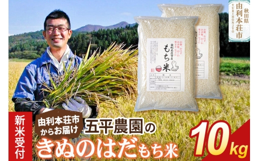 《令和8年産 新米受付》【もち米】きぬのはだ 10kg（5kg×2袋）精米 秋田県 由利本荘市産 五平農園 [新米 予約 もち米 餅 米 もちもち お赤飯 おこわ おはぎ 精米 正月 秋田県 きぬのはだ]
