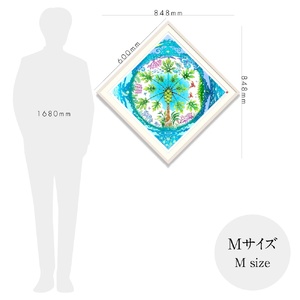 ［琉球イラストレーション］ 与儀勝之 『パパイヤの園 / The Garden of Papaya』 額装Mサイズ インテリア 雑貨 アート おしゃれ おすすめ 沖縄市 / yogima office