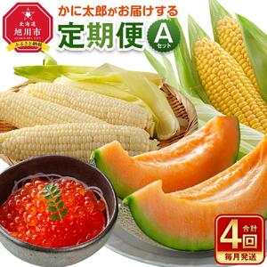 【26年7月発送開始】かに太郎 定期便Aセット（赤肉メロン、ライオンコーン、白くまコーン、無添加鮭イクラ醤油漬け）全4回 | 定期便 _01193