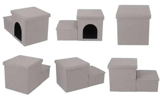 収納付きペットステップ＆ハウス ライトグレー （ CD：53724 ） ペット用 犬 猫 階段 ペット用品 ドッグステップ 50 PM