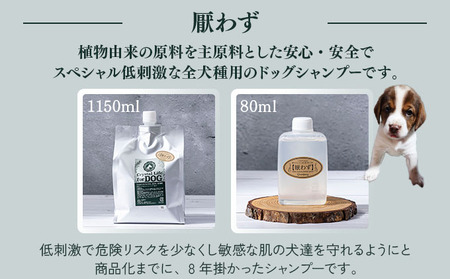 P-E1 植物由来の原料「Qcompany」スペシャルケアセット＆携帯用「ドッグシャンプー　厭わず」80ml【QCompany】