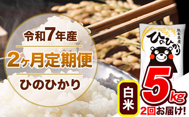 【2ヶ月定期便】令和7年産 白米 定期便 ひのひかり 5kg 《お申込み翌月から出荷》熊本県産 ふるさと納税 白米 精米 ひの 米 こめ ふるさとのうぜい ヒノヒカリ コメ 熊本米 ひのもり