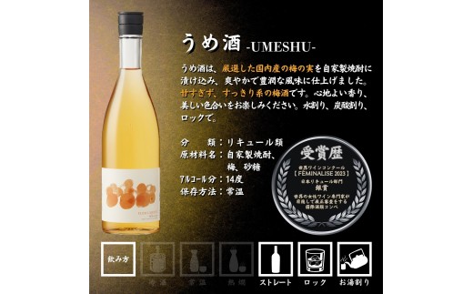 真澄「うめ酒」「ゆず酒」 720ml×2本 梅酒 柚子酒 ゆずのお酒 梅のお酒 リキュール 飲み比べ 果実酒 自家製焼酎 国産梅 柚子果汁 甘酸っぱい 爽やか 芳醇 甘さ控えめ 長野県 信州 富士見町
