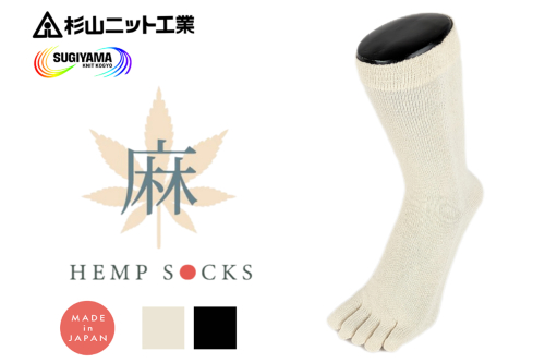 5本指 ヘンプソックス《レギュラー》(キナリ) S(23-25cm) 1足｜ヘンプ 5本指 五本指 麻 [3301]