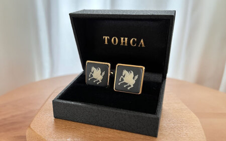 ＜カフス＞ スクエア ペガサス / ネクタイ カフス スーツ 小物 ギフト 贈り物 / 瀬戸市 / 陶華[BBCD023]