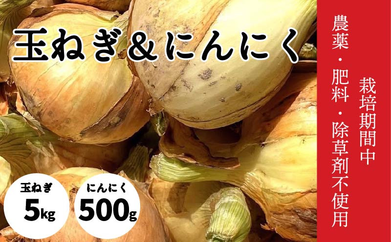 
自然栽培 玉ねぎ 5kg ＆ にんにく 500g | 玉ねぎ にんにく 無農薬 愛媛県 松山市
