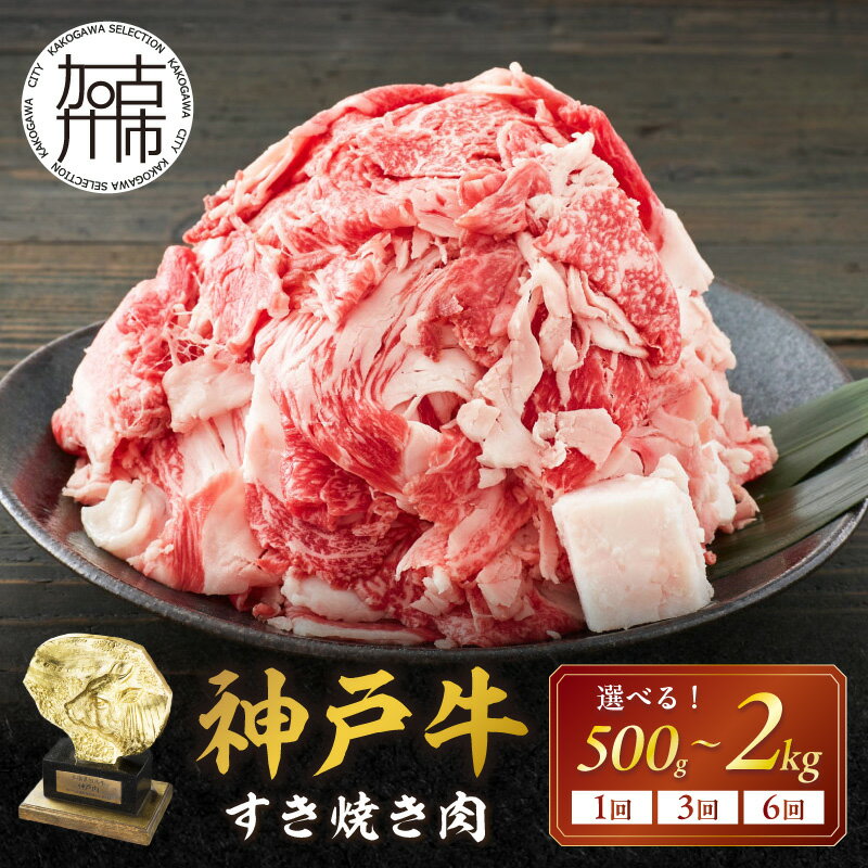 【ふるさと納税】神戸牛 メガ盛りすき焼き肉 500g 1kg 2kg 通常便 3回定期便 6回定期便 《 肉 切り落とし 小分け 冷凍 神戸牛 牛肉 すき焼き 焼肉 肉じゃが 牛丼 送料無料 》