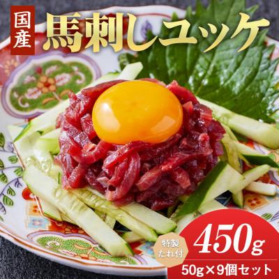 ふるさと納税 合志市 国産　馬刺しユッケ　450g(50g×9食)　特製たれ付(合志市)